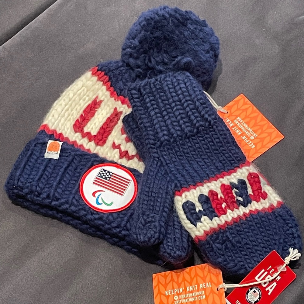 2022 winter olympics team usa mitten and hat bundle